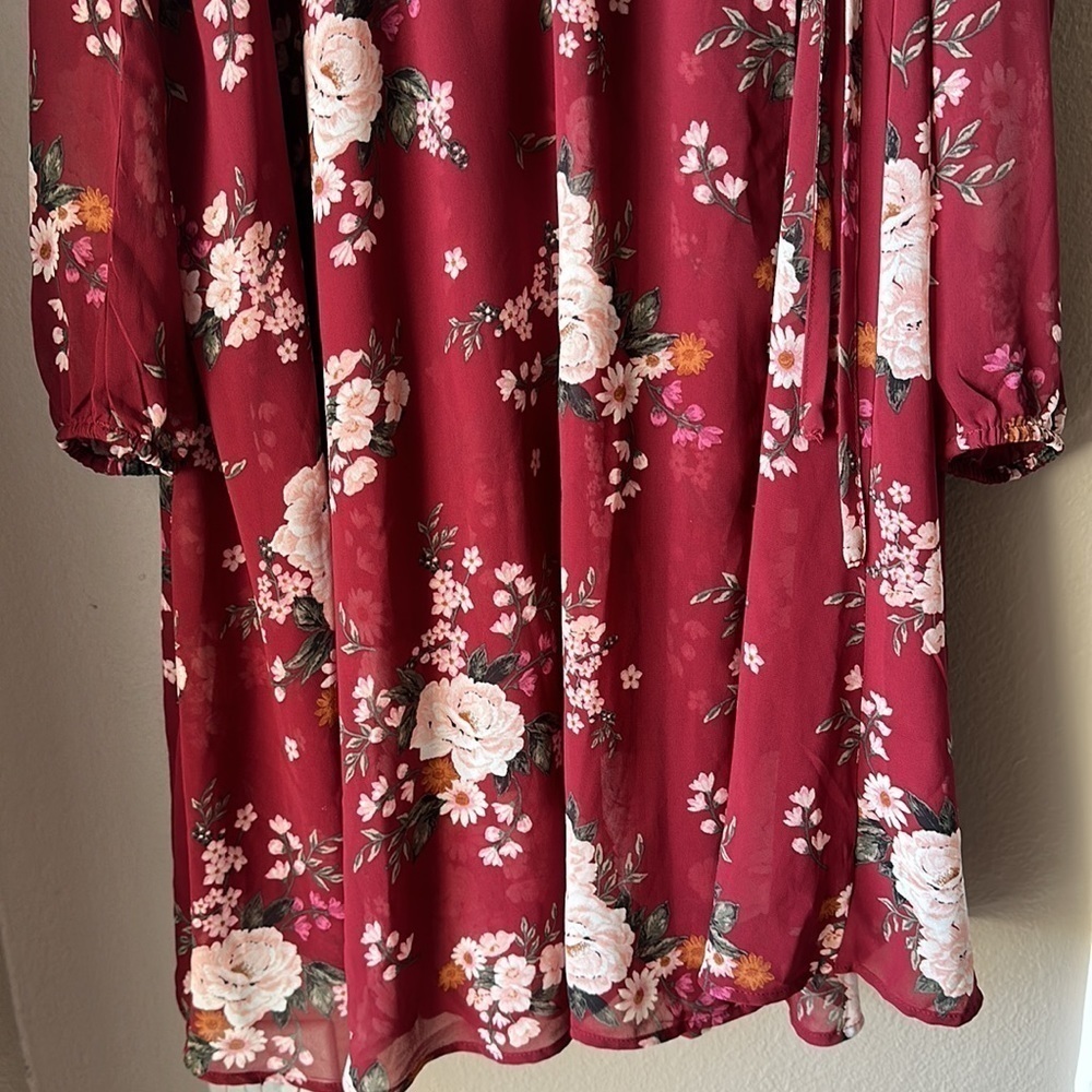 TORRID Red Floral Cold Shoulder Chiffon Wrap Dress - Picture 8 of 13